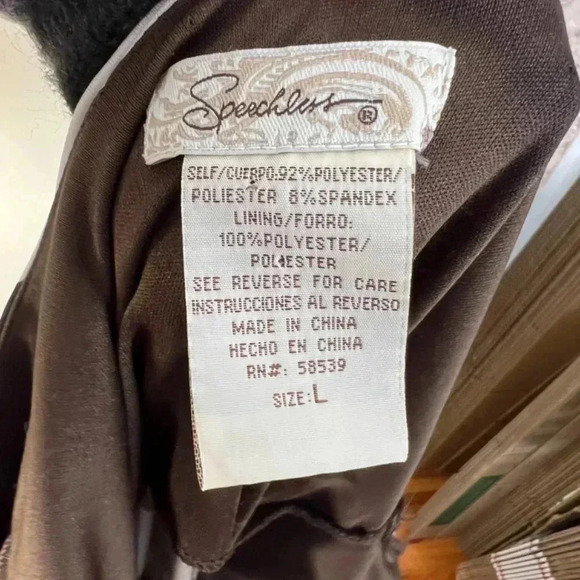 y2k Vintage Speechless Brown Babydoll Dress Leaf Pattern Size L - Picture 4 of 6